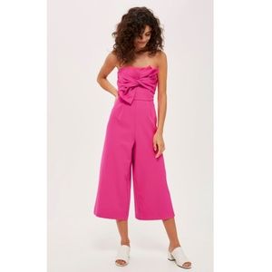 Topshop Pink Tie Bandeau Crop Jumpsuit